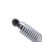 Trunk spring support rod close-up, black rubber bushing and chrome coil spring