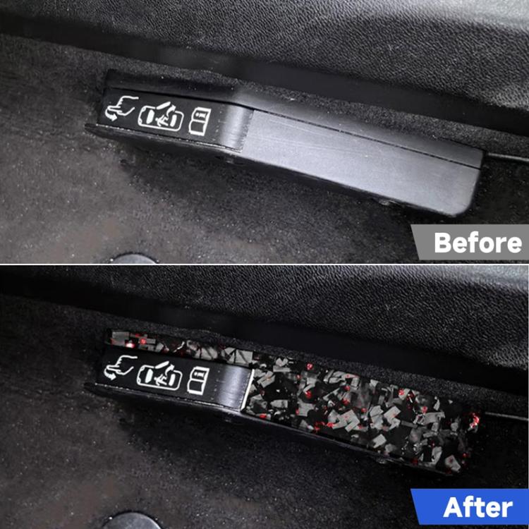 2-piece door lock switch decorative sticker set, black carbon-fiber style with red flecks
