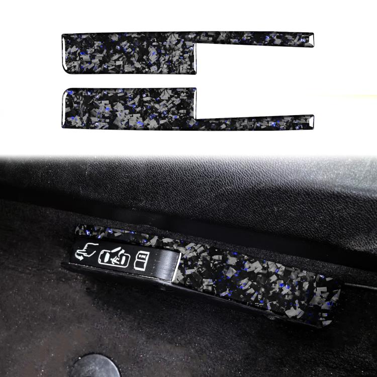 2-piece door lock switch decorative sticker set, black carbon-fiber style with blue specks