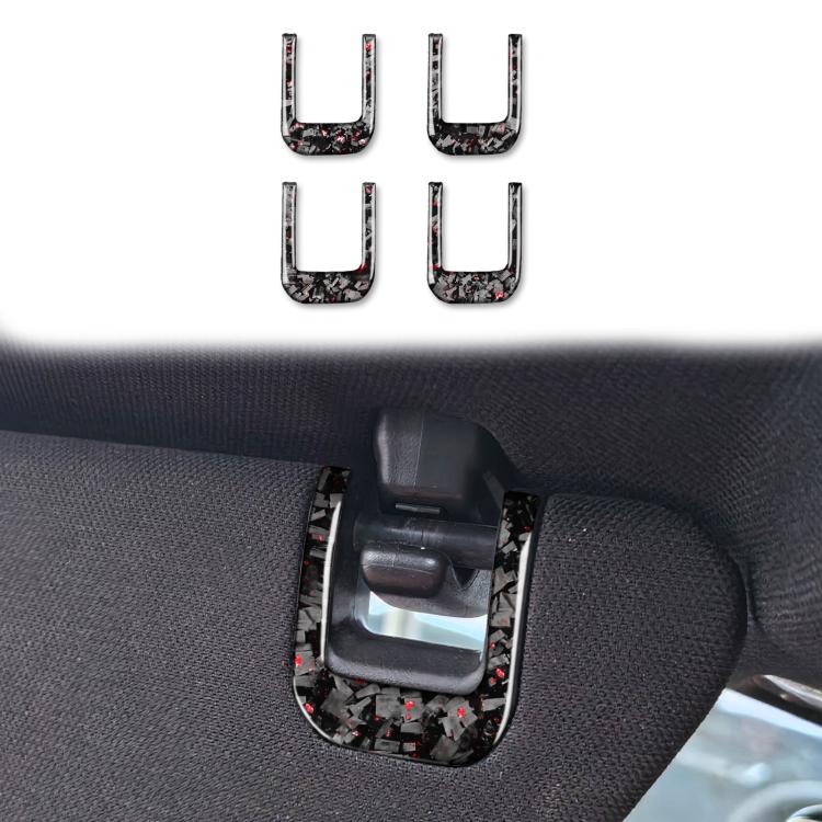 Car sun visor U-shaped decorative sticker set, carbon-fiber style with red/black flecks