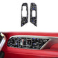 2-piece left driver window lift trim stickers, black carbon-fiber style with blue accents