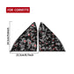 Two black triangle window decal templates with red reflective flake pattern