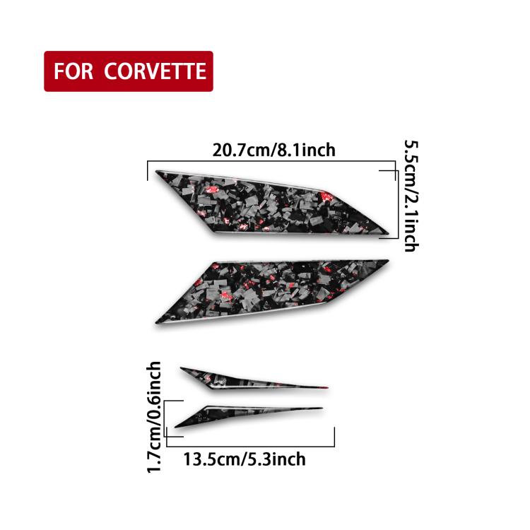 Taillight side sticker set size diagram for two curved pieces, 20.7cm x 8.1in