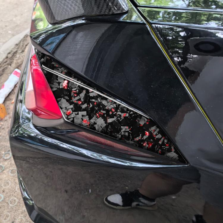 Red mosaic carbon fiber taillight side overlay stickers on car tail light