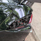 Carbon fiber taillight side overlay sticker with red mosaic pattern and chrome trim