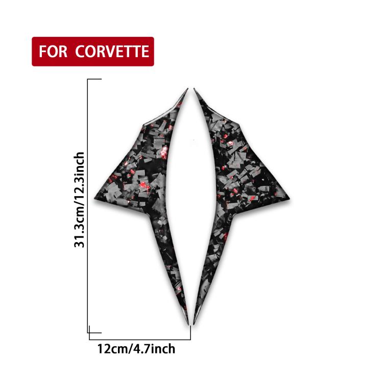 Pair inside door decorative stickers, black carbon-fiber style with red and white highlights