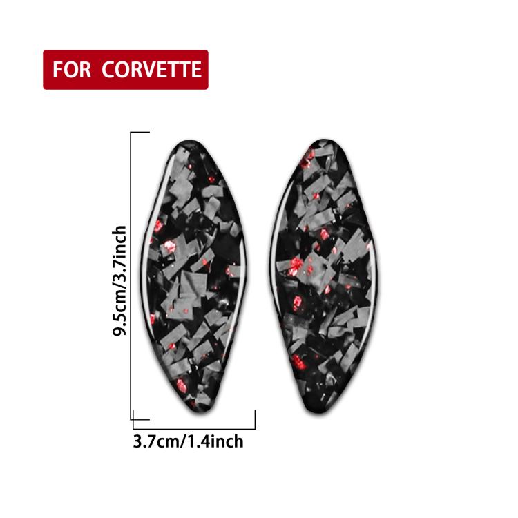 Door bowl sticker pair, black carbon fiber look with red accents, 3.7 in size