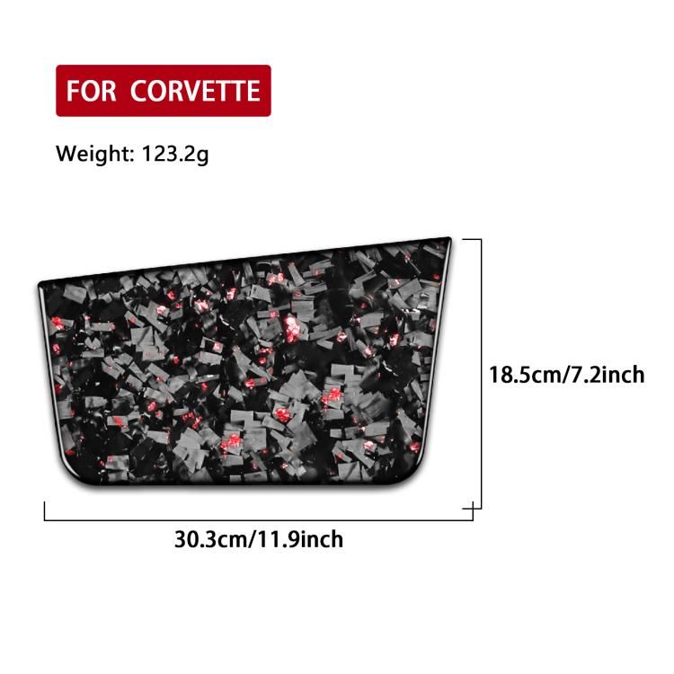 Carbon fiber-look car seat panel sticker with red accents, rectangular insert