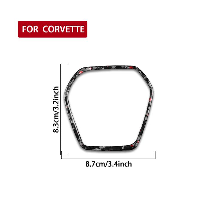 Steering wheel frame sticker size 8.7x8.3cm, carbon fiber look with red edge