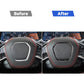 Before-and-after: steering wheel frame sticker with red carbon fiber edge trim