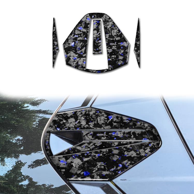 Carbon fiber rear roof camera decorative sticker set, black with blue foil details