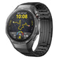 Black stainless steel watch band with a Huawei smartwatch