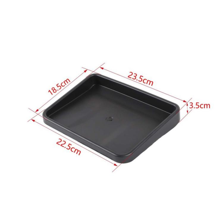 Black dashboard storage tray, approx 23.5 x 22.5 cm, shallow square
