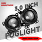 Dual-lens fog light projector pair with black housings and circular front lenses