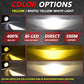 Fog light projector beam lens with black housing and visible light output patterns