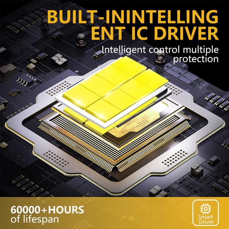 LED headlight bulb chip module with yellow light panel detail on circuit board