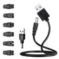 Black DC 5.5mm shaver charging adapter tips and USB power cable