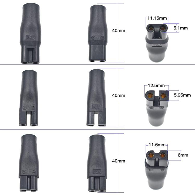 DC 5521 charging adapter with size diagram and pin measurements