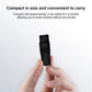 Black compact DC charging adapter held in hand