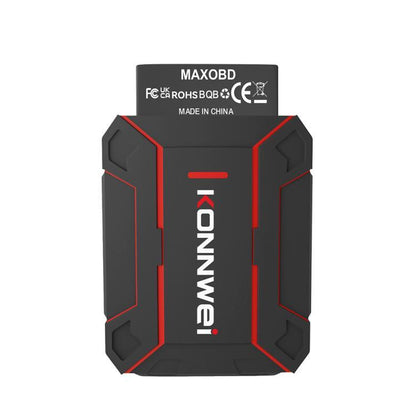 KONNWEI MAXOBD OBD2 car scanner, black housing with red accents and branded logo