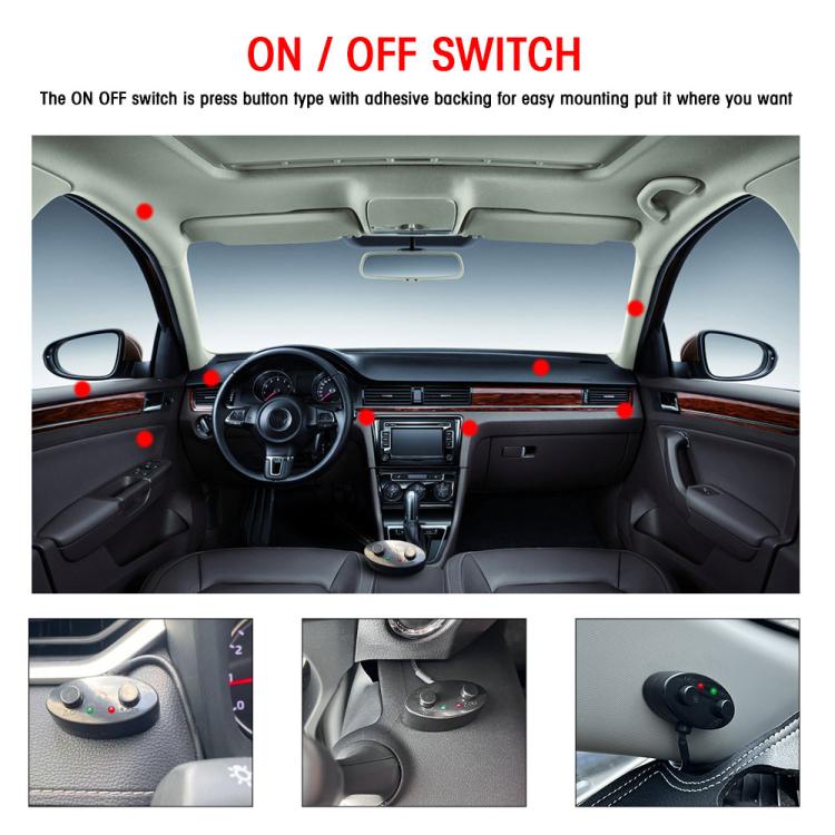 On/off switch for vehicle work light with dashboard mounting and control
