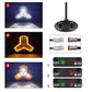 Triangular LED work light with amber and white modes, plus multi-position switch panel