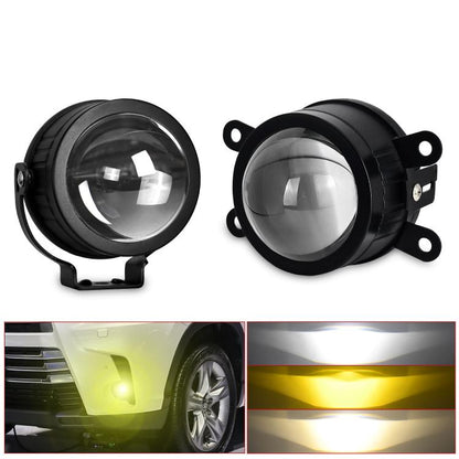 Black 3-inch dual-lens fog light projector pair with mounting brackets