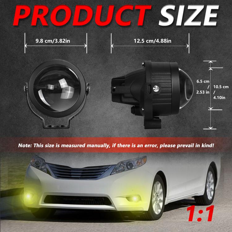 Black dual-lens fog light projector set with front lens and side body mount