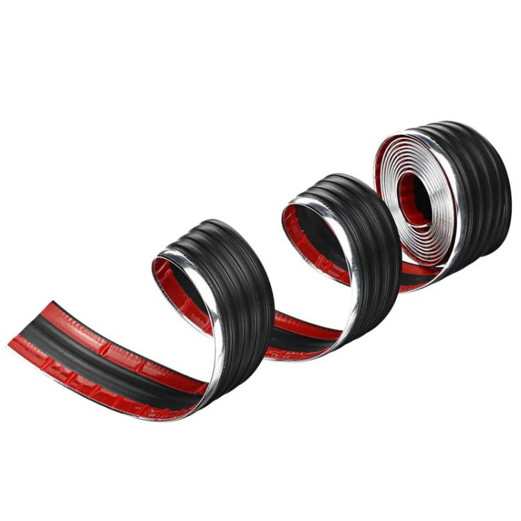 Black anti-collision strip with red reflective edges shown in multiple loops.