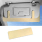 Beige car sun visor card extension clip, fabric flap with stitched edges and card holder cutout