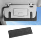 Black car sun visor card extension clip with stitched fabric edges and card holder cutout