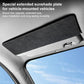 Black extended sun visor card extension clip, rectangular plate with stitched border