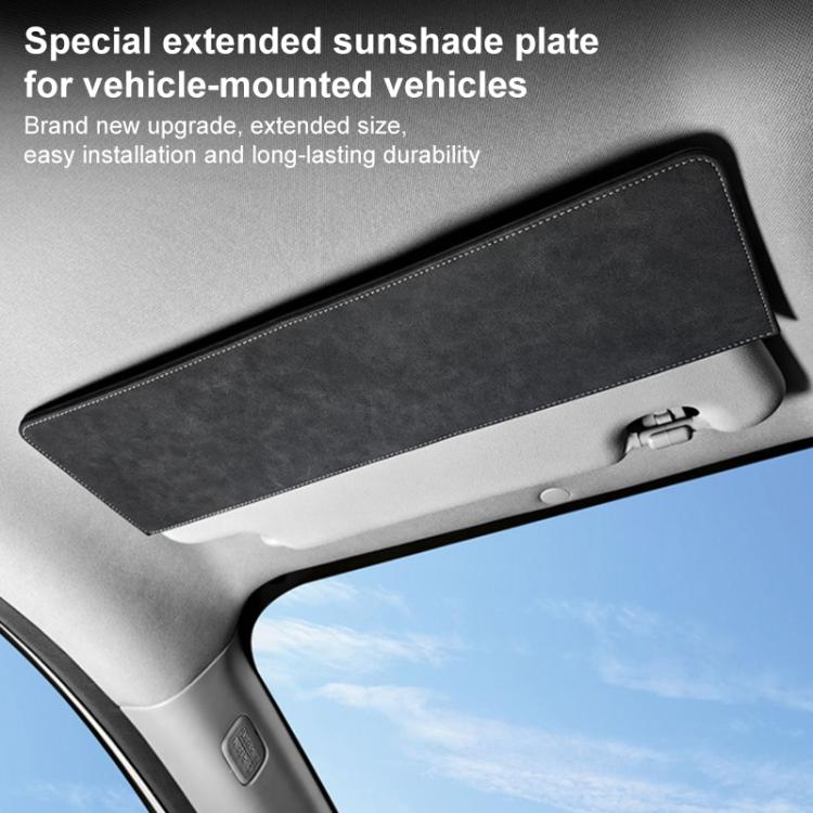 Black extended sun visor card extension clip, rectangular plate with stitched border