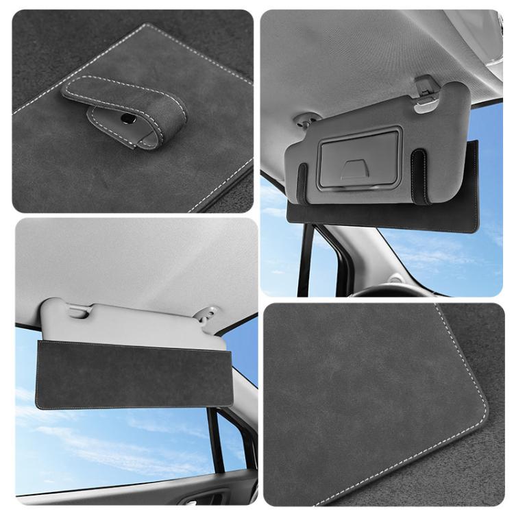 Set of dark grey visor card extension with stitched edges and side clip loops