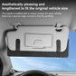 Grey sun visor card extension clip with fabric flap and card holder cutout on car visor