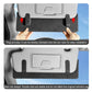 Black sun visor card extension clip with double clips, shown being clamped to the visor