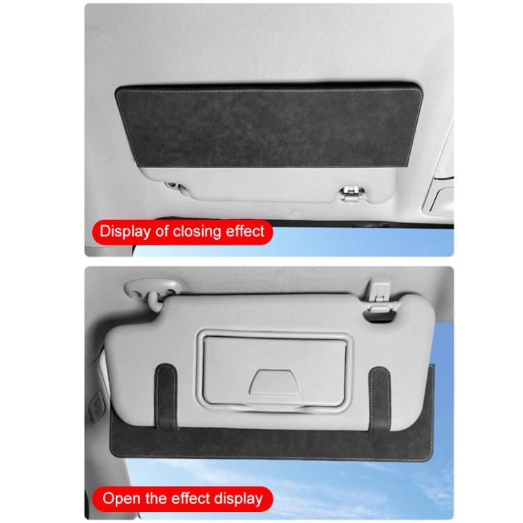 Dark grey car sun visor card extension with flip-down card holder and clips