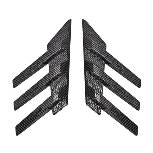Pair of black carbon-pattern shark fin air vent stickers for rear window
