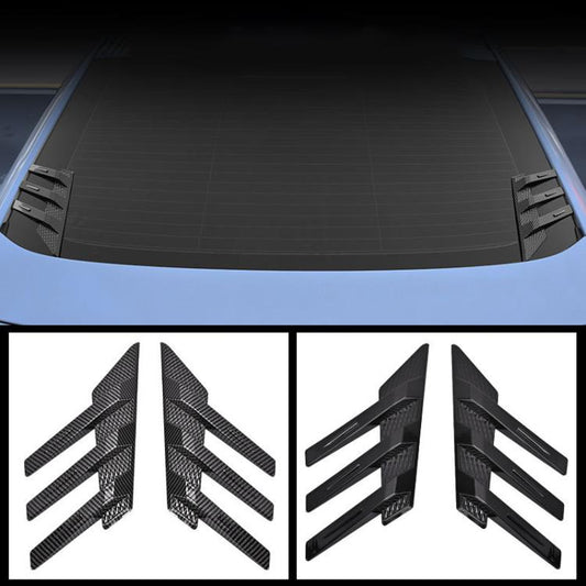 Pair of shark fin air vent decorative stickers with carbon-pattern fins