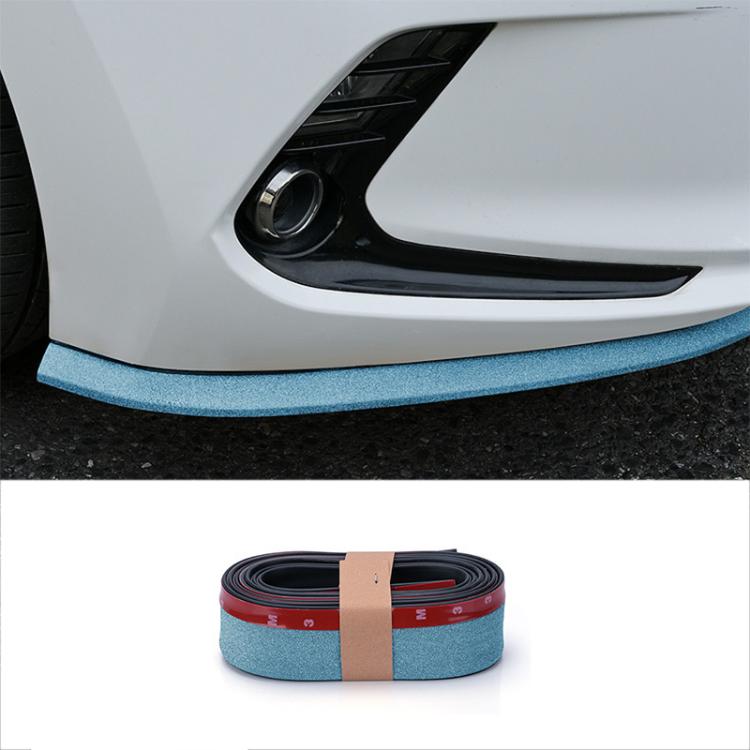 Car front bumper anti-collision lip strip, ice blue glitter rubber edging.