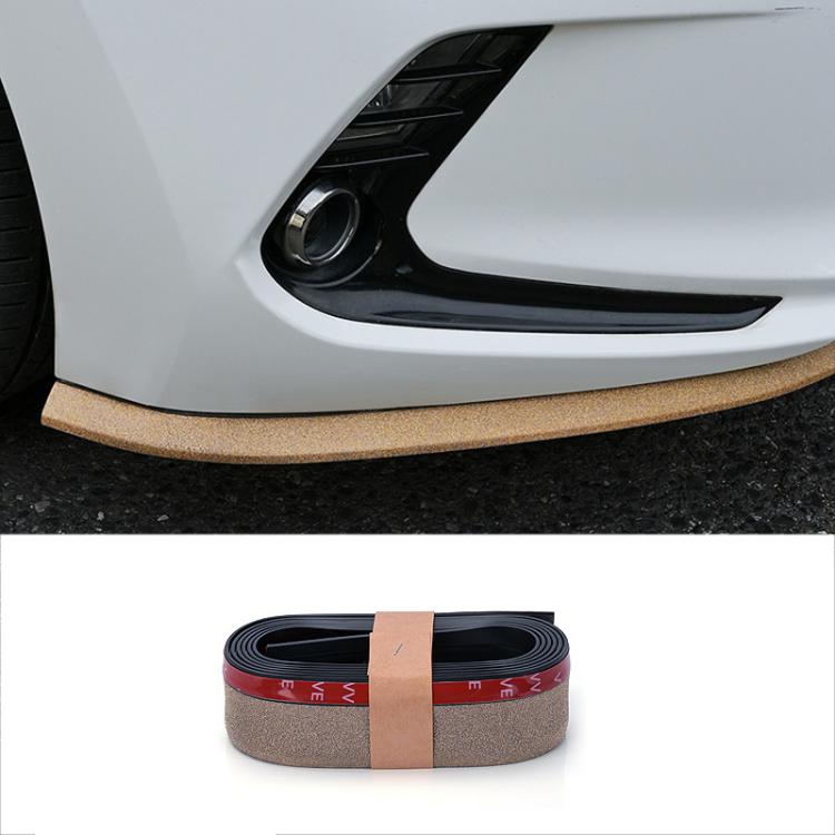 Car front bumper lip strip with beige glitter edge; anti-collision protection trim.