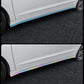 Blue side anti-collision trim strip installed on car door lower edge