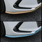Blue anti-collision trim strip installed along front bumper edge