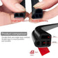 Close-up of black L-type rubber seal strip profile, single and double thickness ends
