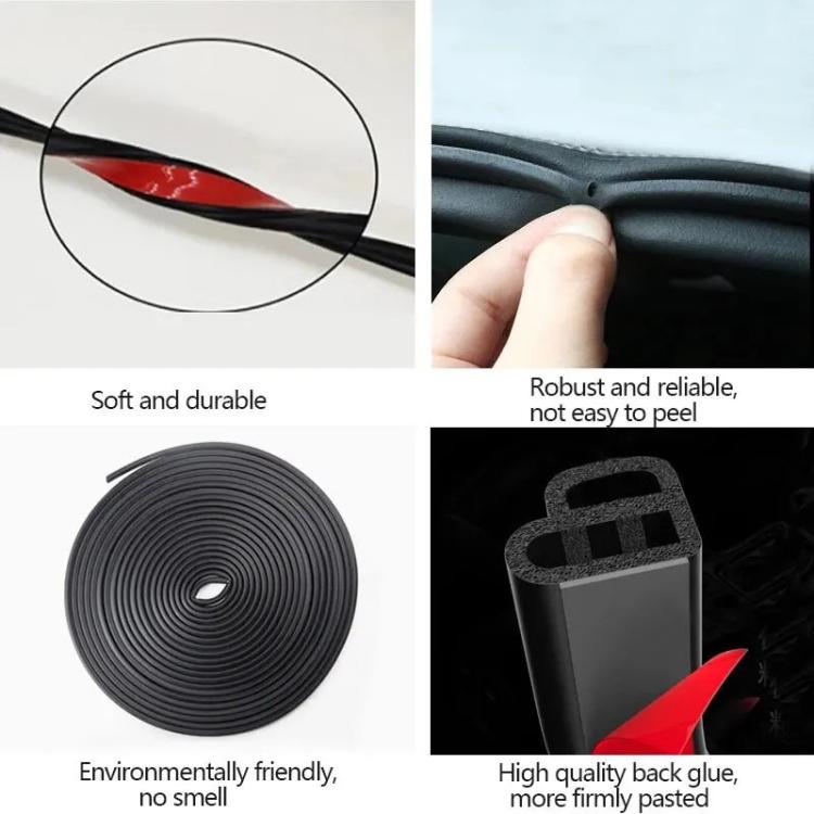 Installed black L-type rubber seal strip on a car body seam