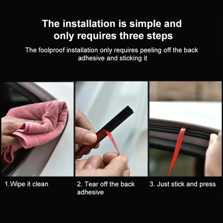 Black L-type rubber seal strip being pressed into place during installation