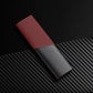 Red leather seat belt shoulder guard with carbon-fiber texture panel