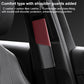 Burgundy leather seat belt shoulder guard with carbon-fiber texture underside