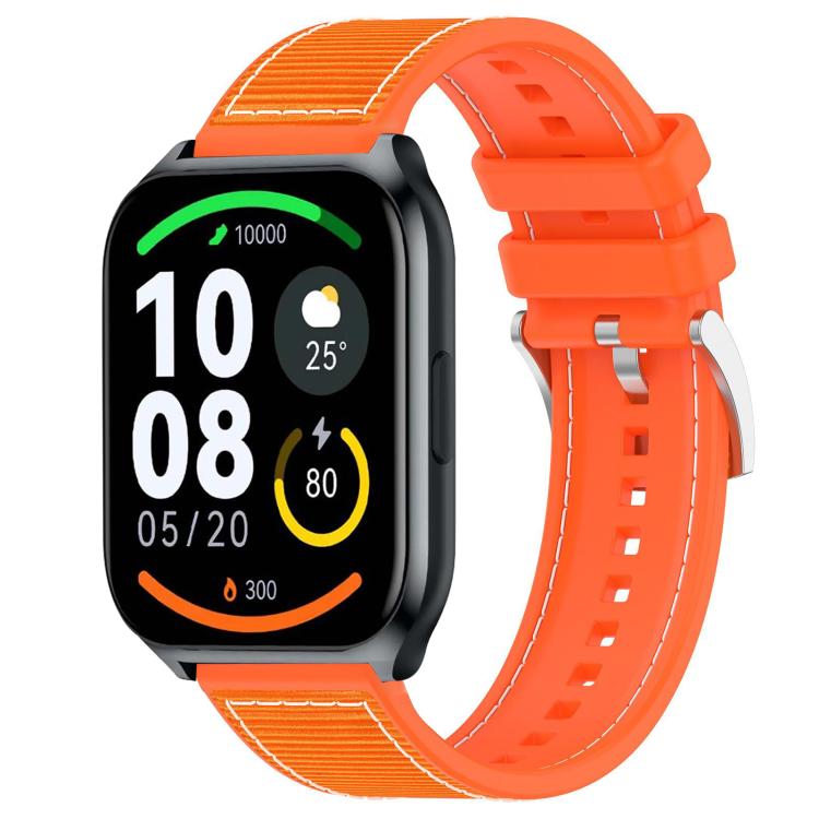 xDfind orange hybrid nylon-braid silicone watch band on a rectangular smartwatch