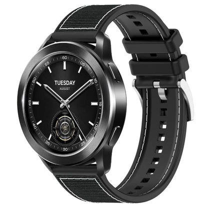 xDfind black hybrid nylon-braid silicone watch band on a round smartwatch